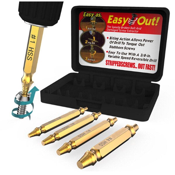 4Pcs Double Side Damaged Screw Bolt Extractor Drill Bits Gold Oxide Edition Stripped Screw Removers
