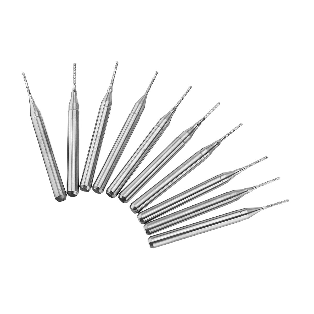 10pcs 0.8mm Tungsten Steel Milling Cutter Bits 3.175mm Shank End Mills