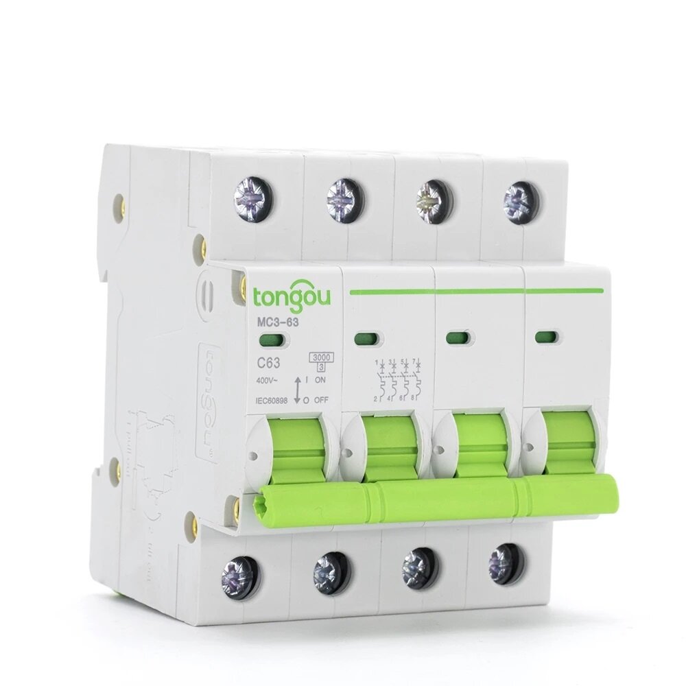 Curve C Miniature Circuit Breaker DC Air Switch Micro-break 4P 6A-63A MCB AC 240V/400V
