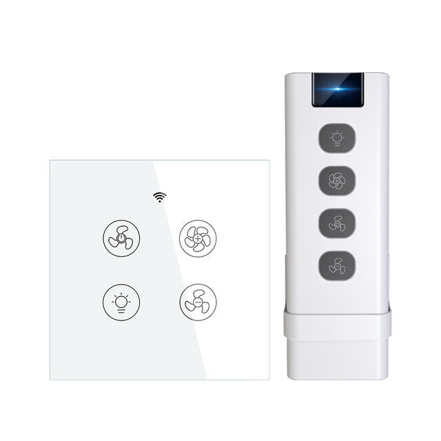 WiFi RF Smart Ceiling Fan Light Switch 2/3 Way Control Smart Life/Tuya APP RF Remote Speed Control Work with Alexa Google Home