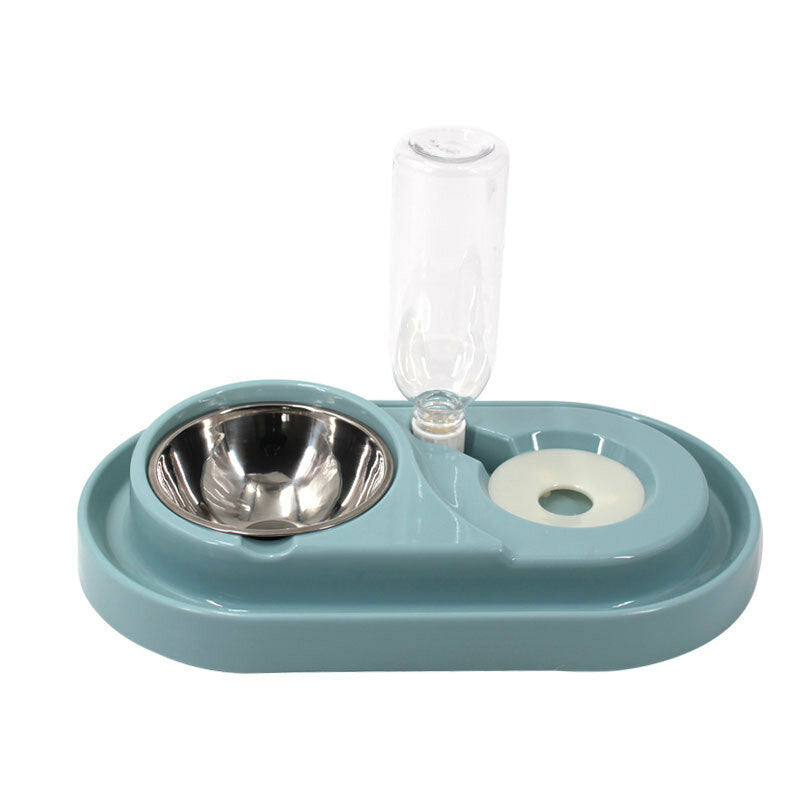 500ML 3 in 1 Dog Feeder Bowl With Dog Water Bottle Cat Automatic Drinking Bowl Cat Food Bowl Pet Stainless Steel Double 3 Bowls