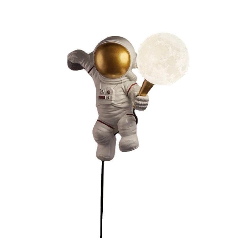 Nordic LED Personality Astronaut Moon Children's Room Wall Lamp Desk Lamp Bedroom Study Balcony Aisle Lamp Decoration
