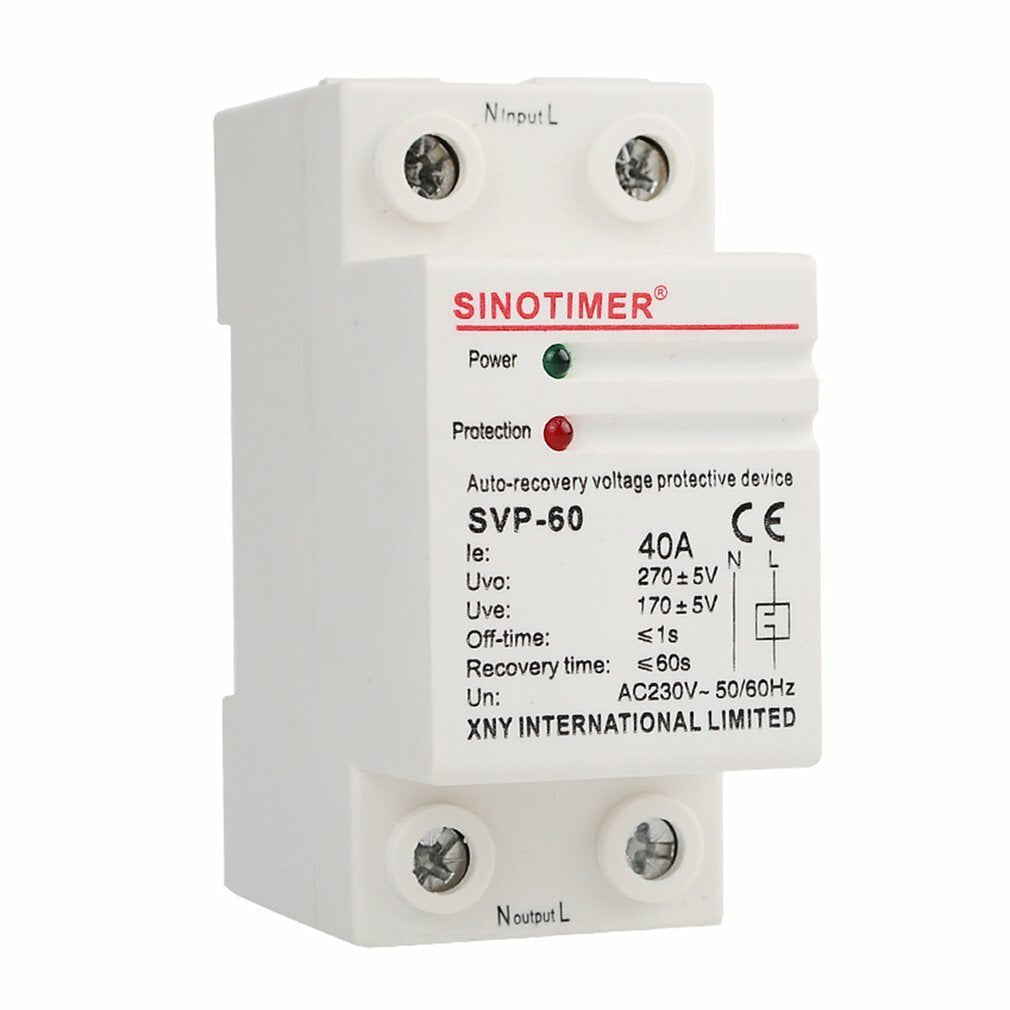 Automatic Recovery Under Voltage Over Voltage Protector Relay Breakers Protective Device,230V AC 40A