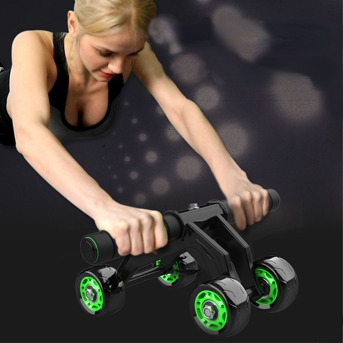 4 Wheel ABS Roller Wheel Sports Fitness Gym Exercise Stretch Wasit Abdominal Wheel Rooler