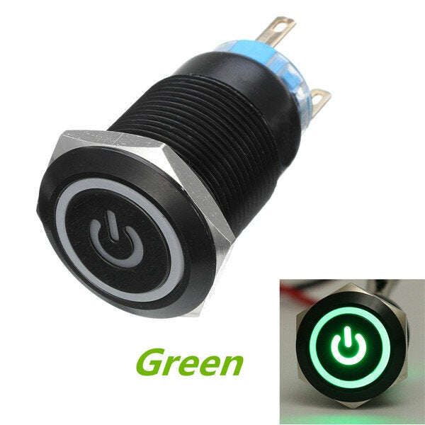 Silver 12mm LED Metal Push Button Latching Switch 4Pin Waterproof Push Button Switch