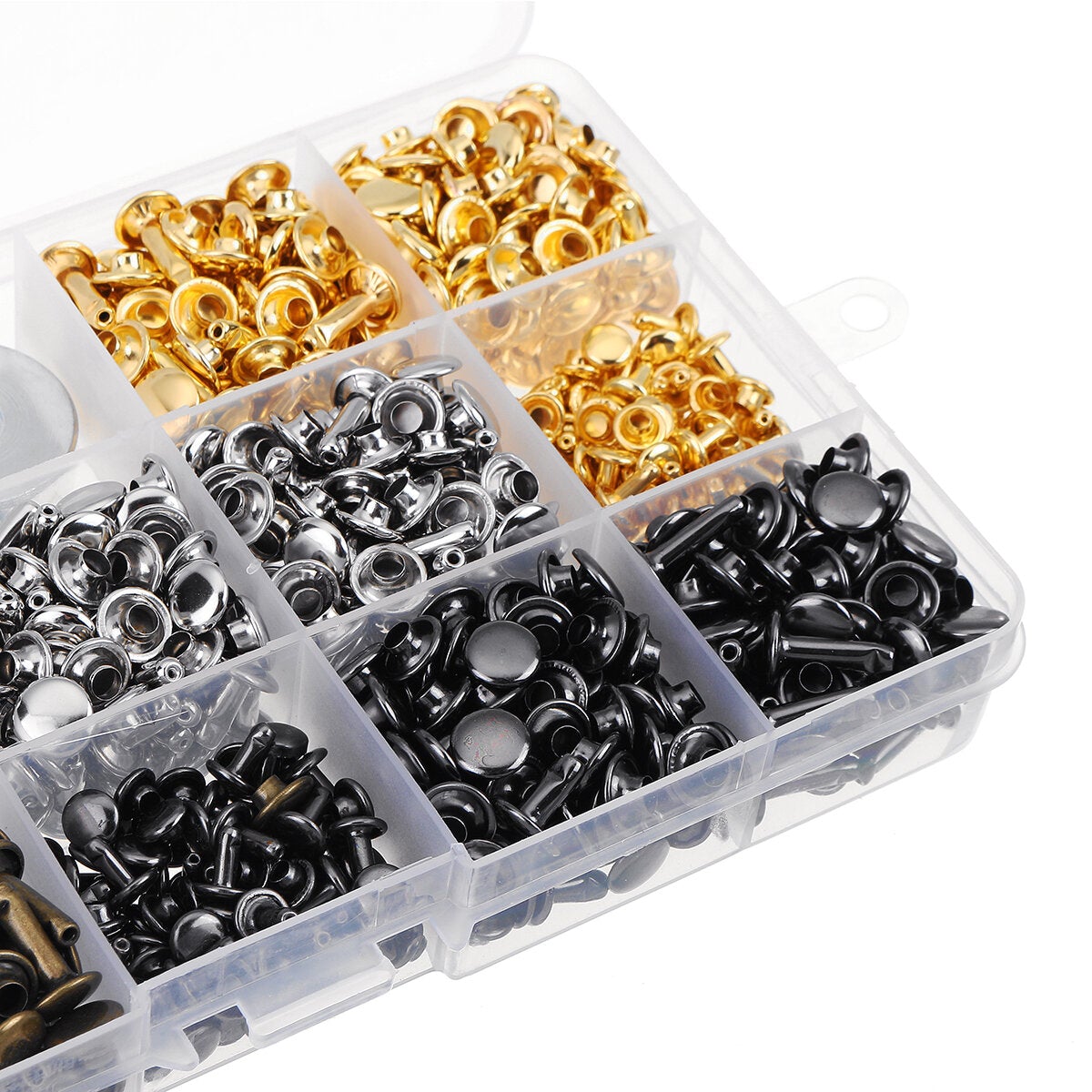 360Pcs Leather Rivets Double Cap Metal Fixing Tool With Punch Pliers Kit Craft Snap Fastener Press Button Repair