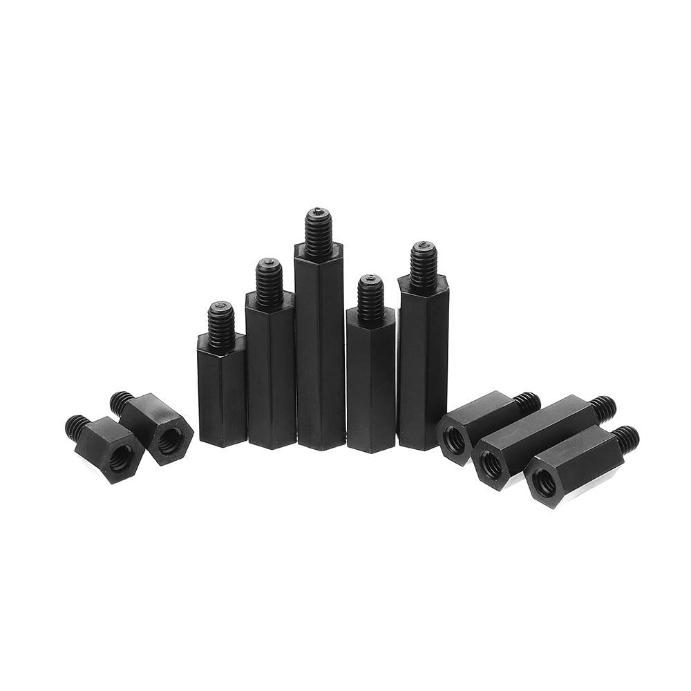 M4NH4 110Pcs M4 Nylon Hex Screw Black/White Female to Male PCB Standoff Column Set