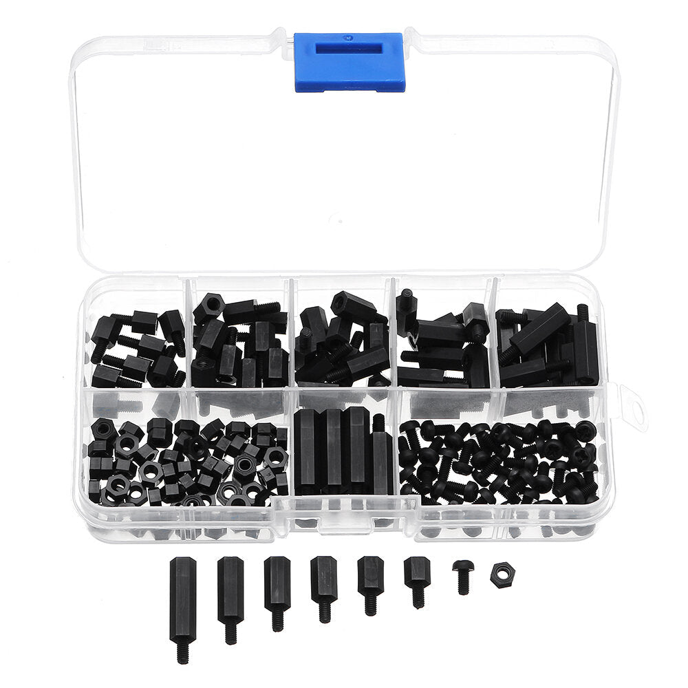 M3NH6 300Pcs M3 Nylon Screw White&Black Hex Screw Nut PCB Standoff Spacer Assortment Kit
