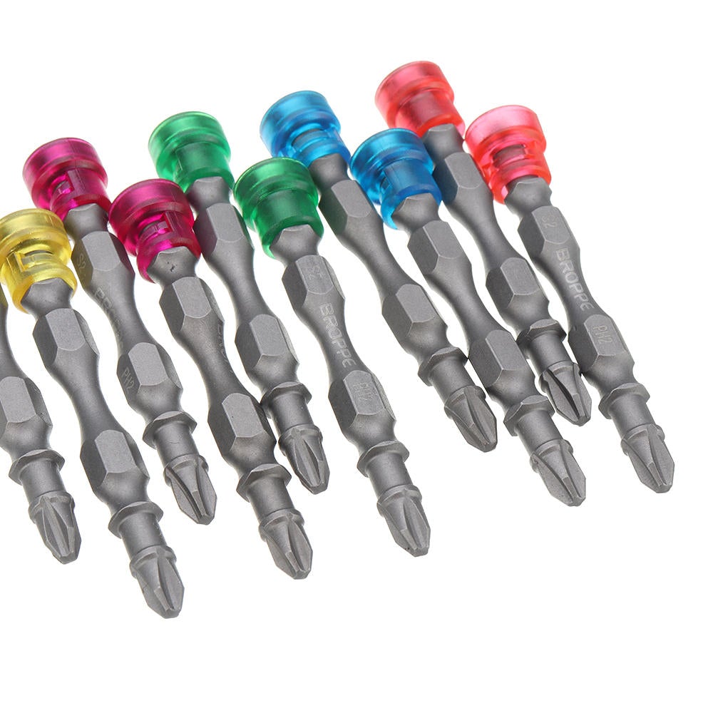 10pcs Double Head 65mm S2 Alloy PH2 Phillips Magnetic Screwdriver Bit Set 1/4 Inch Hex Shank