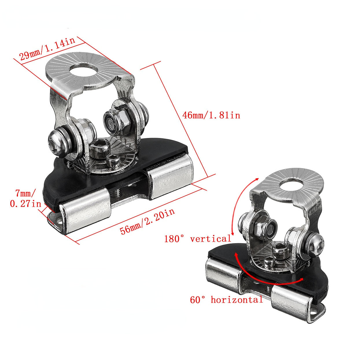 2Pcs Universal Car A Pillar Hood Led Work Light Lamp Bar Holder Clamp Mount Bracket