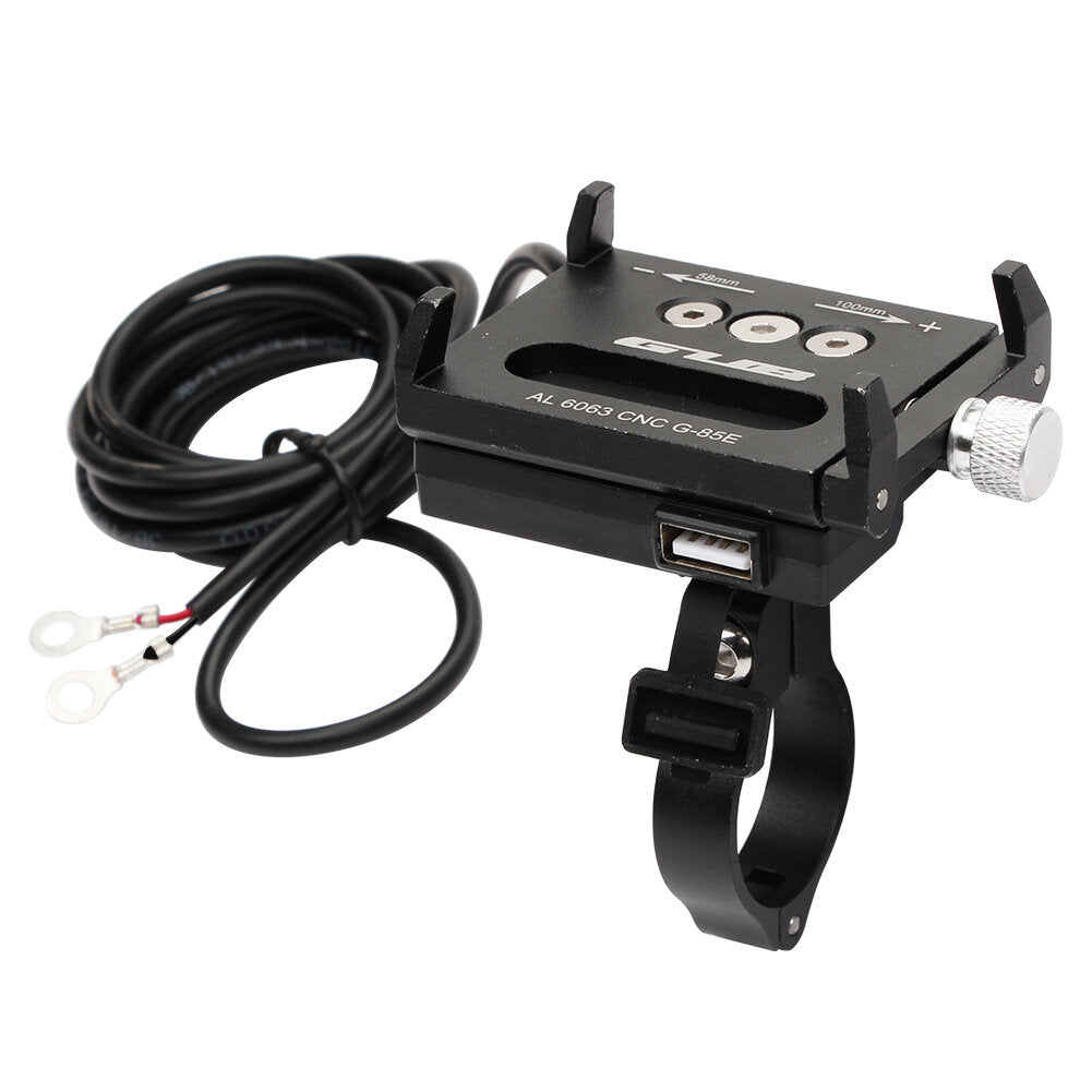 Rechargeable Bike Phone Mount Aluminum Alloy 58-100mm Width 4-6.7inch Phone Bicycle Motorcycle Phone Holder