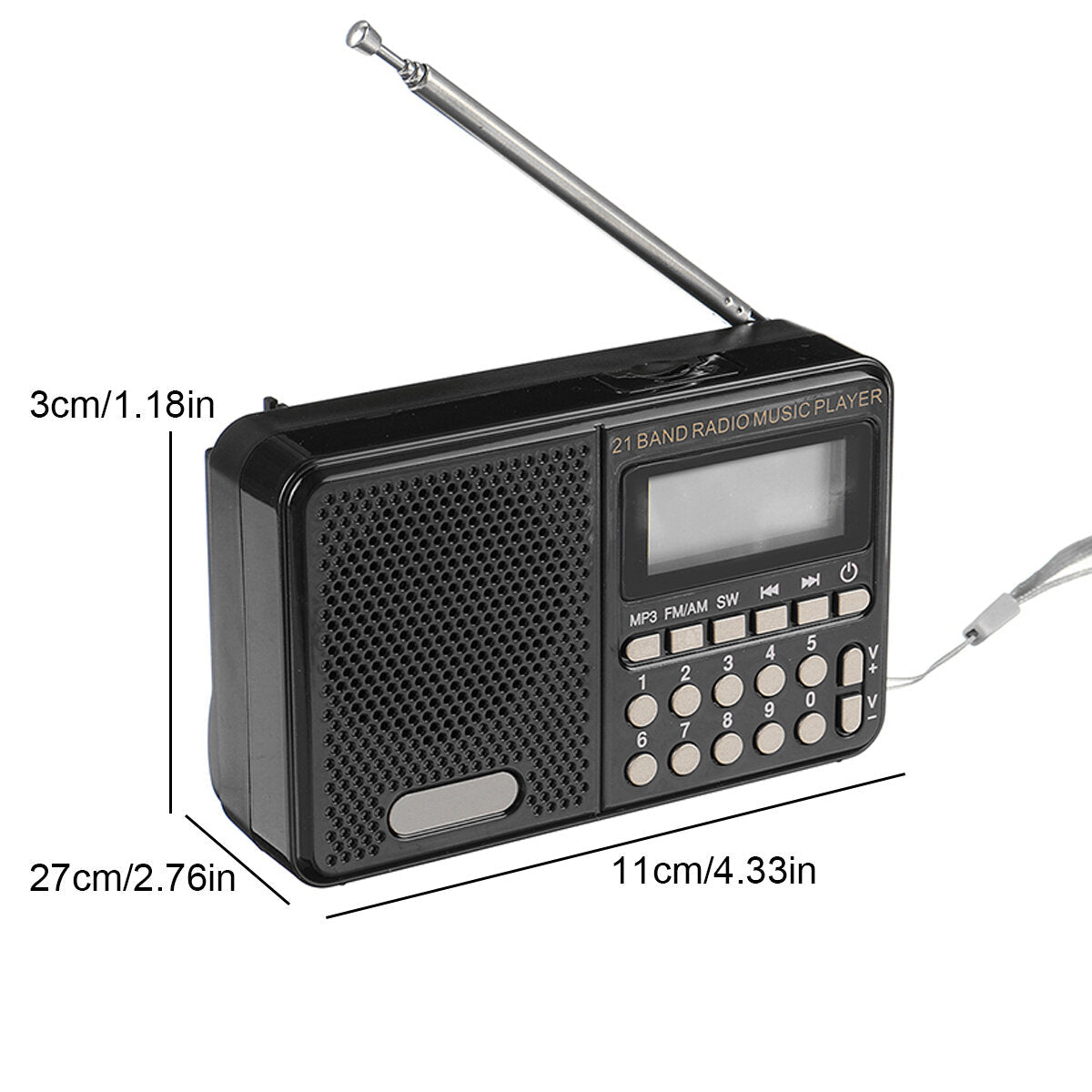 Portable Retro Radio LED Display Speaker MP3 Player FM TF Card U Disk AUX Mini