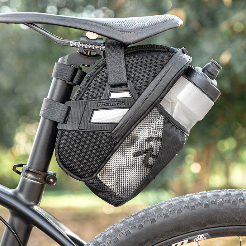 Bicycle Double Zipper Reflective Capacity Water Tail Bag Bottle Pocket