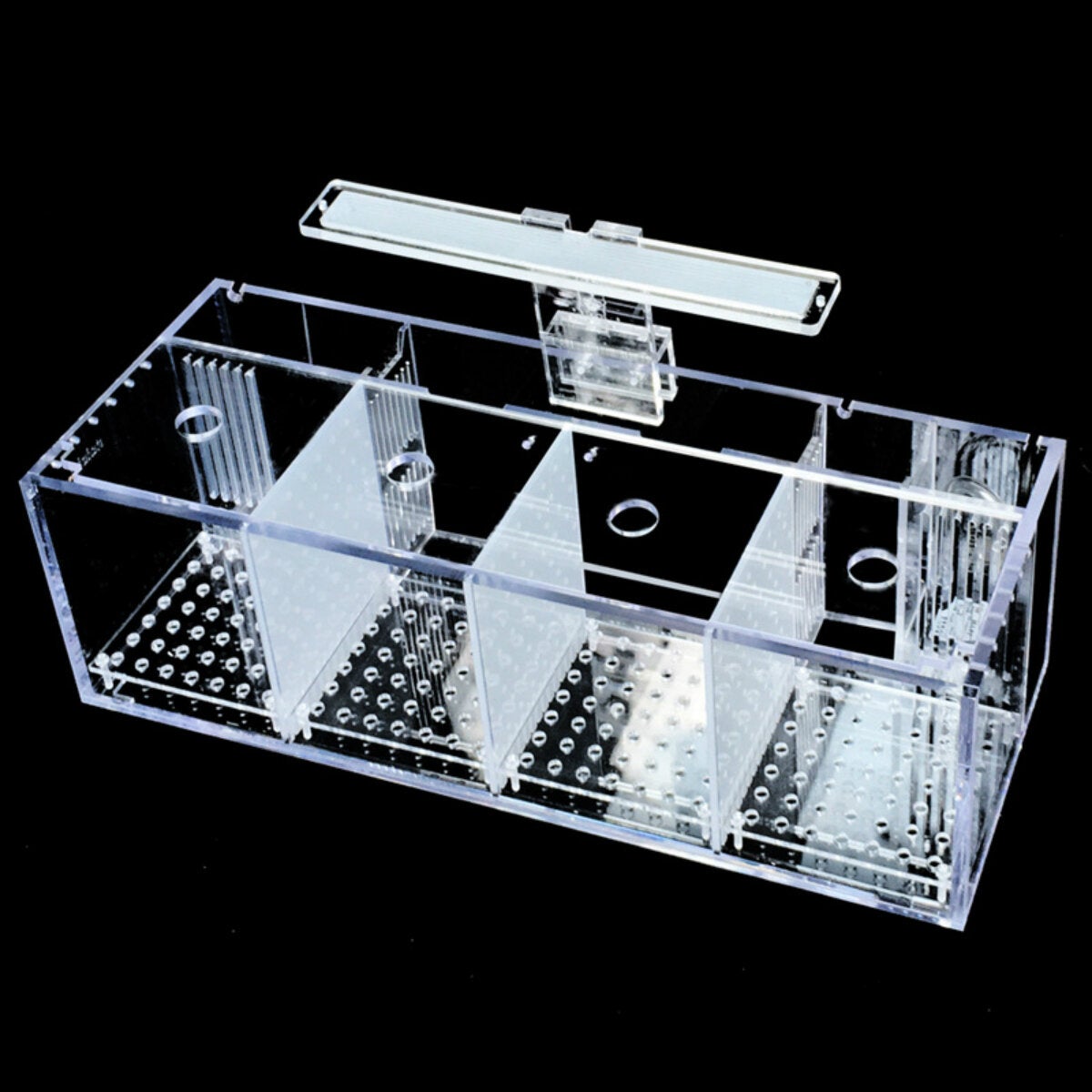 LED Light Acrylic Clear Aquarium Mini Betta Fish Tank Desktop Water Pump