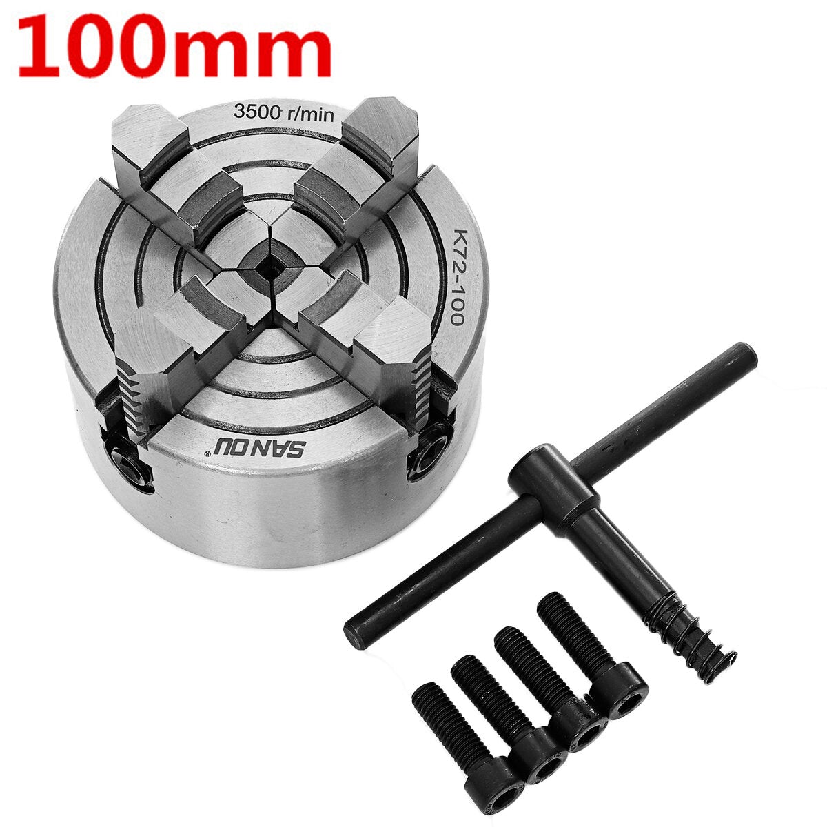 Lathe Chuck 80/100/125mm 4 Jaw Independent Hardened Reversible Tool