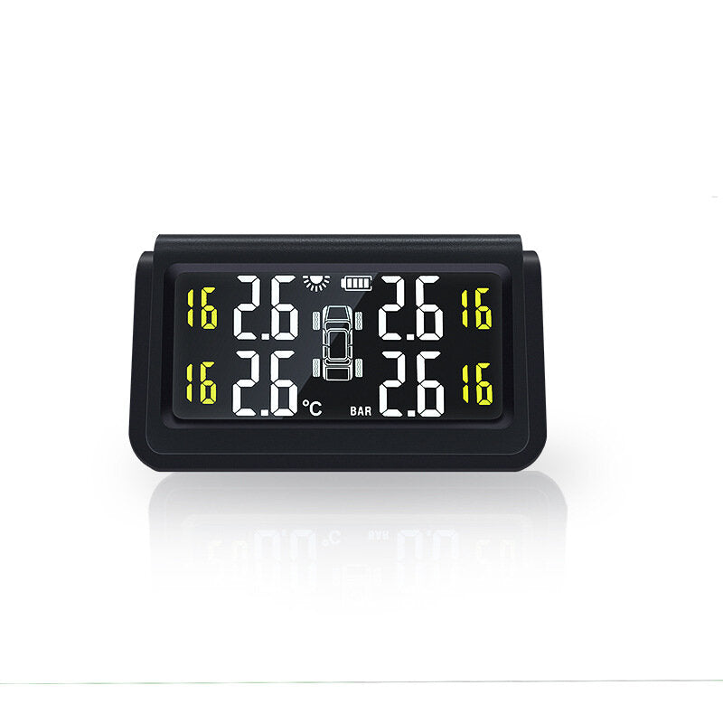 Solar Power TPMS Car Tire Pressure Monitoring Intelligent System Auto Alarm Monitor with 4 External Sensors