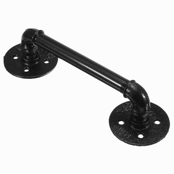 Black Iron Pipe Door Handle 29.5cm Threaded Pipe Drawer Pull with Screws