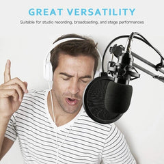 Adjustable Studio Mic USB Condenser Sound Recording Microphone With Stand for Live Broadcast Podcasting