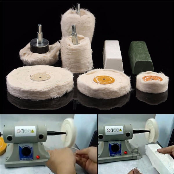 8pcs Polishing Kit Dome Goblet Cylinder Mop Buffing Polish Wheel Compound Metal Polishing Tools