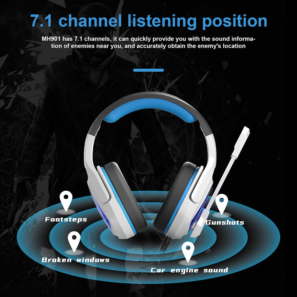 Gaming Headset Virtual 7.1 Sound Effect USB Interface Omnidirectional Flexible Microphone for PS4 Laptop PC