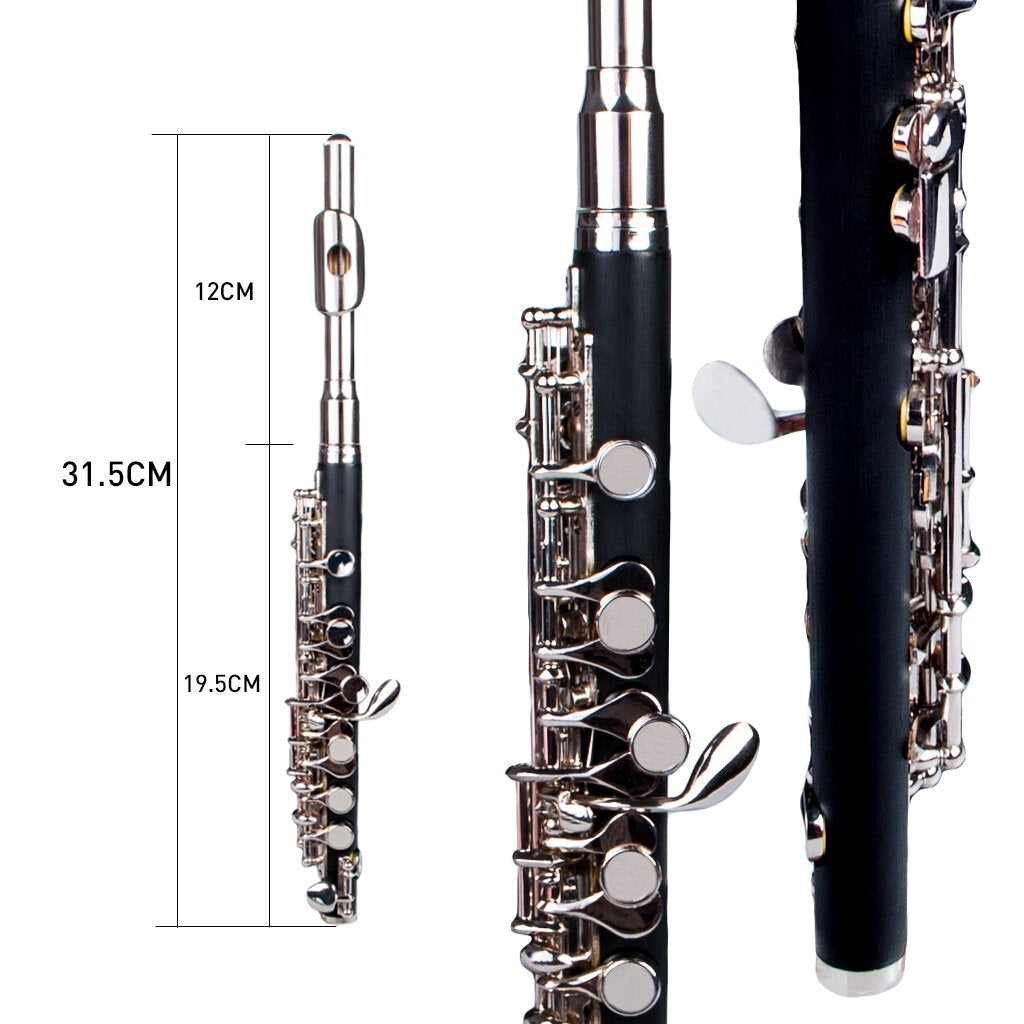 Professional Nickel Plated Piccolo Excellent Ebonite Rubber Wood Piccolo Key of C Piccolo Set