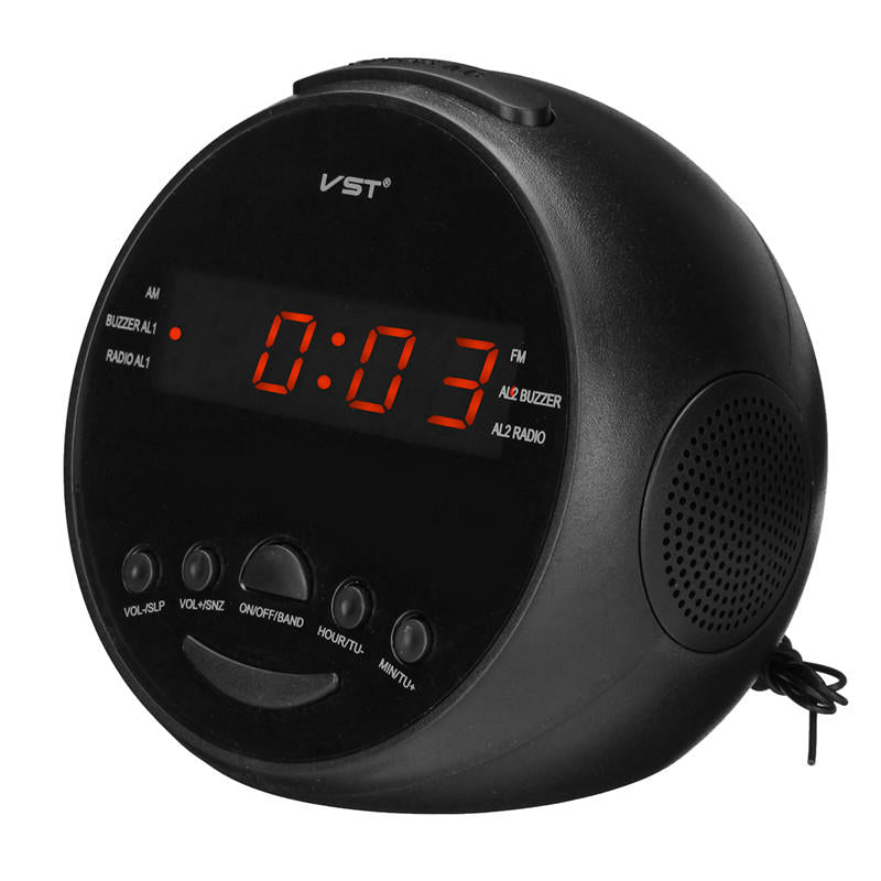Multifunctional LED Digital Display Alarm Clock DC 5V AM/FM Dual Channel 0.6" LED Clock Radio Alarm Clock Desktop Table Clock