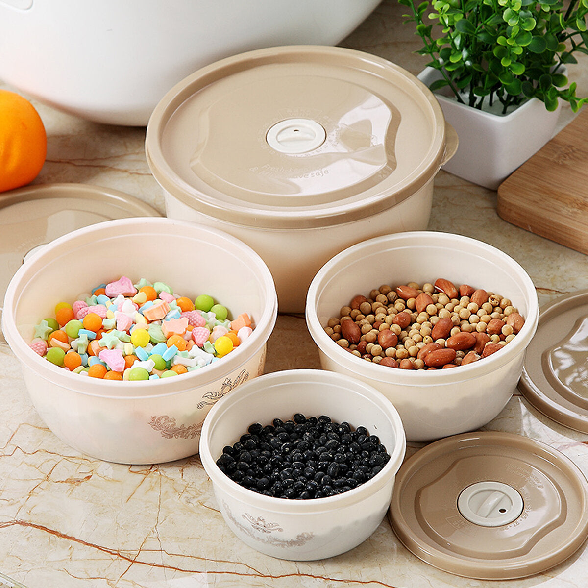 Storage Box Miscellaneous Grain Storage Plastic Sealed Box Refrigerator Freshness Box,4 PCS