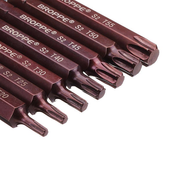 7pcs T20-55 75mm Magnetic Torx Screwdriver Bit 10mm Hex Shank for Impact Screwdriver