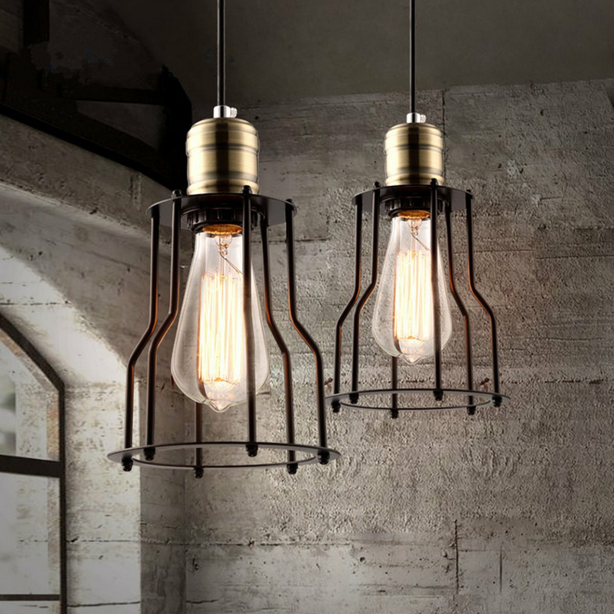 Industrial 3-Light Pendant Light, Adjustable Flush Mount Ceiling Lighting for Kitchen Island Living Room