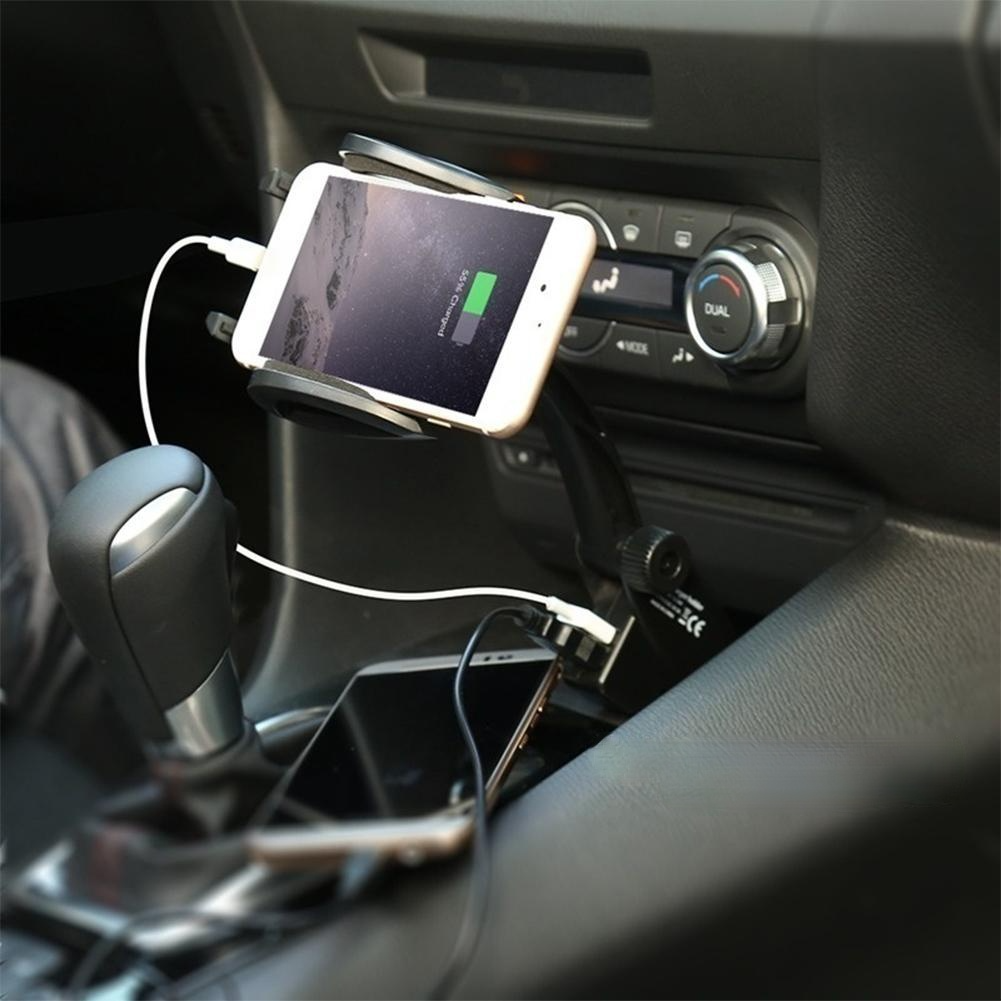2 in 1 Universal with Dual USB Car Charger Vehicle Mobile Phone Mount Holder Stand for 5.5-9.5cm Width