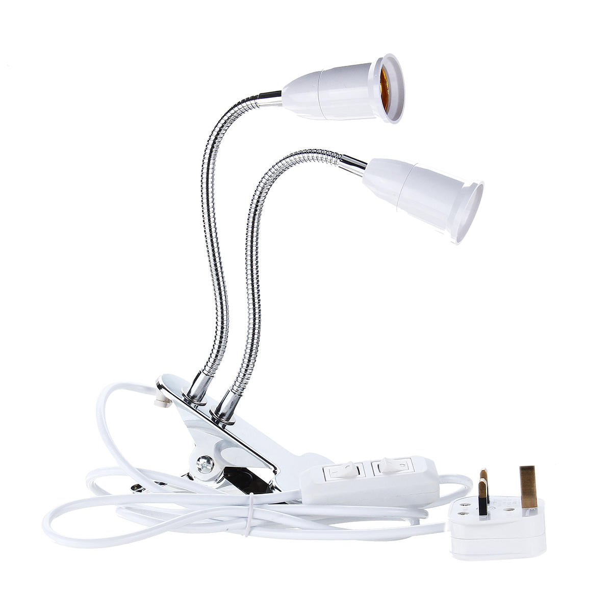 20CM Tube Dual Head Clip Lamp Holder Bulb Adapter with Switch for E27 LED Grow Light