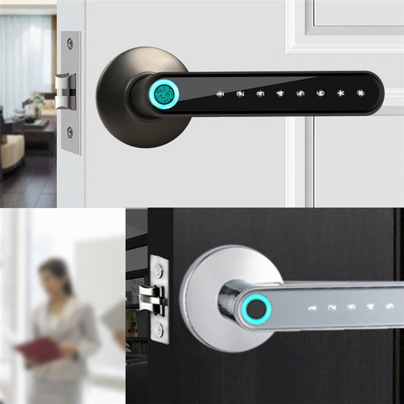 Fingerprint Door Lock Smart Bluetooth Password Handle Lock APP Unlock Keyless Entry Works with iOS/Android