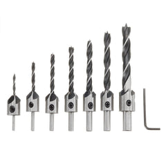25pcs Chamfer Countersink Drill Bit Set Step Drill Bits 5 Flute 90 Degree Countersink Drill Wood Plug Cutter and Certer Punch