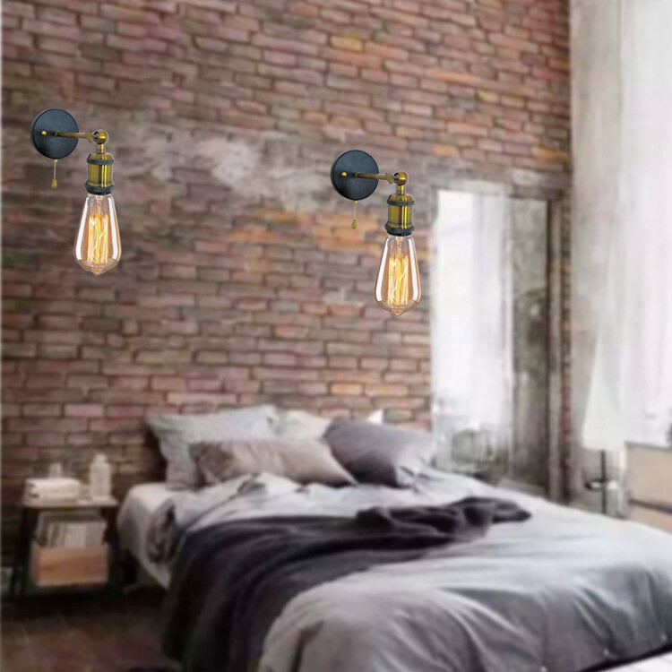 AC85-265V Adjustable Single Head Wall Lamp With Switch Bedside Retro Wall Light Without Bulb Stairs Bedroom Living Room