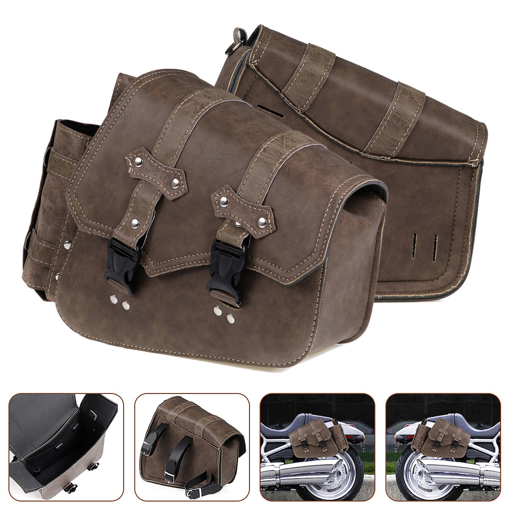 Left / Right Side Universal Saddlebag Storage Tool Holder Leather Motorcycles Bag