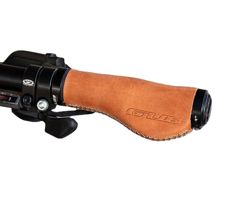 Cow Leather MTB Bike Handlebar Cover Aluminum Alloy Lock Ring Ergonomic Handle Grip For 22.2mm Cycling Handlebar