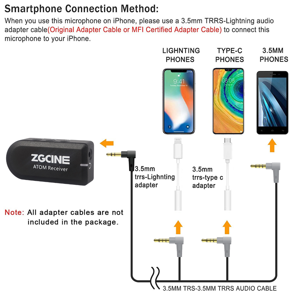 Wireless Lapel Microphone Receiver Kit mini 2.4G Video Recording Mic Tripod phone holder for Camera DSLR Smartphon