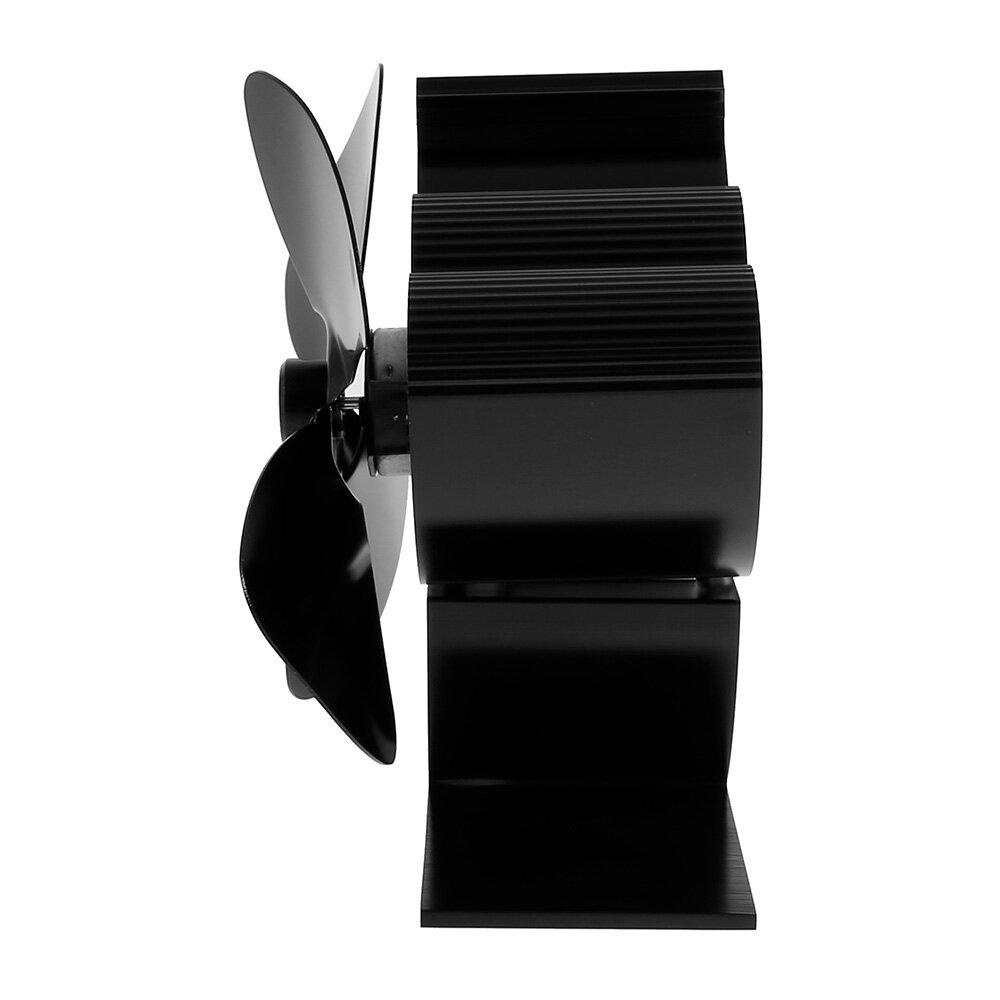 4 Blade Heat Self-Power Wood Stove Fan Burner Efficient Fireplace Silent