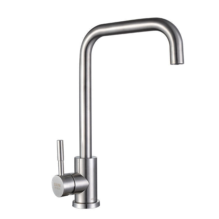 Stainless Kitchen Sink Faucet Single Handle Rotation Spout Deck Cold and Hot Water