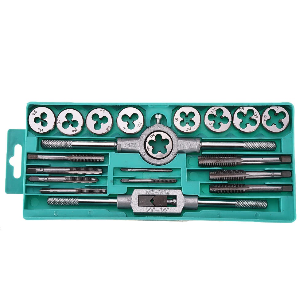 20pcs Alloy Steel M3-M12 Screw Thread Metric Plugs Taps Tap Wrench Die Wrench Set