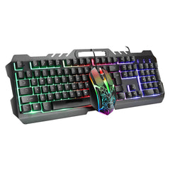 Wired Mechanical Keyboard & Mouse Set 104 Keys RGB Backlight Gaming Keyboard with Phone Holder 1600dpi Mouse