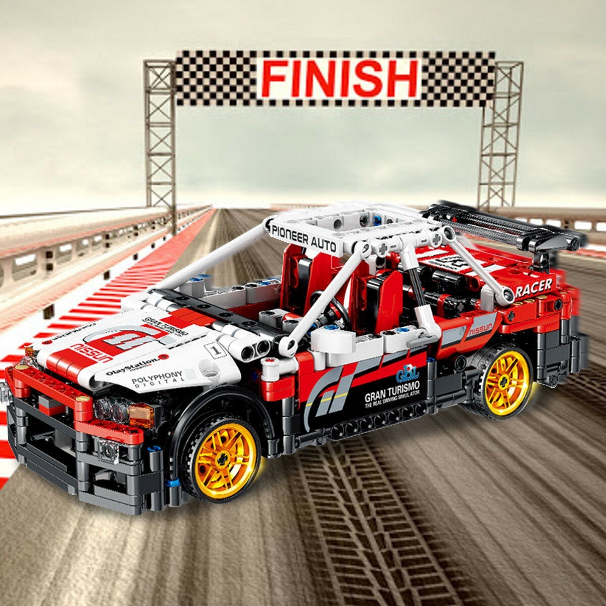 591 Pcs 1:17 Ares Mechanical Engineering Car Small Particle DIY Assembled Building Blocks Pull Back Racing Car Model Toy for Birthday Gift