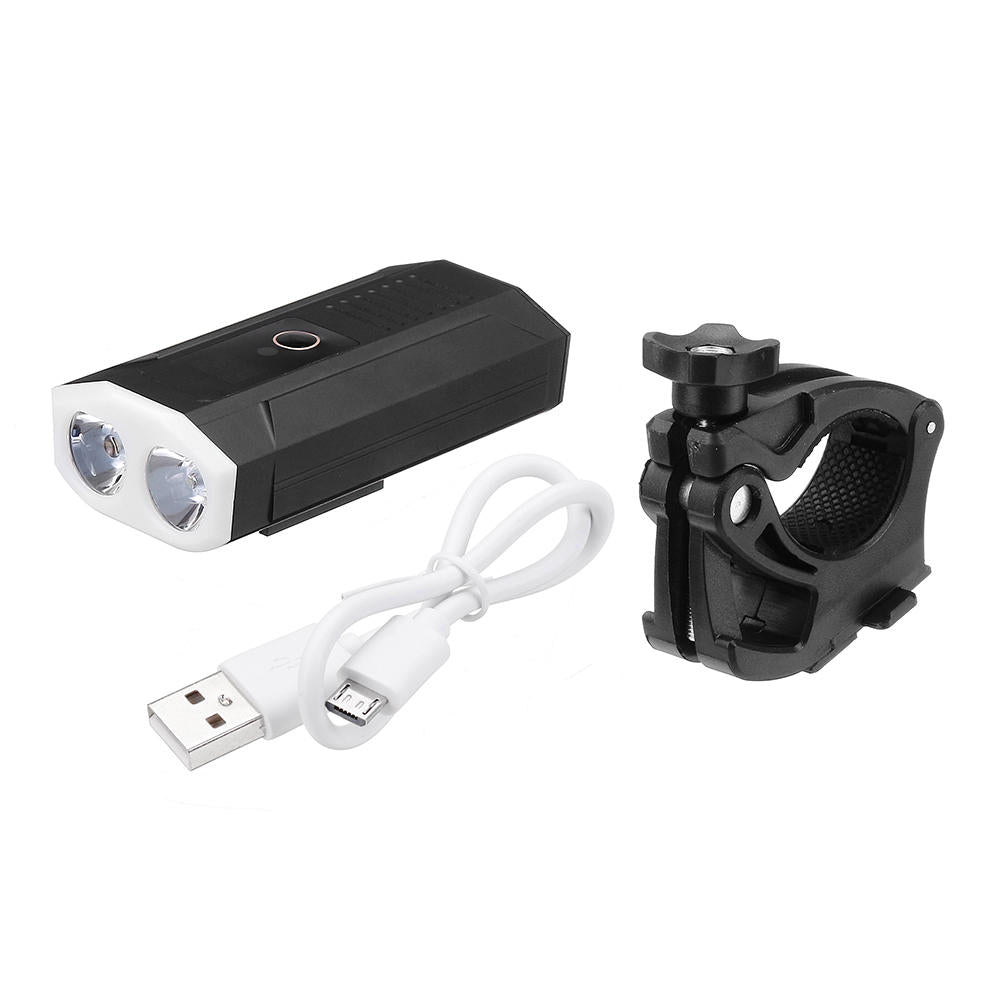 2* L2 1500LM Smart Power Indicator 5200mAh Rechargable Wide Angle IP65 Waterproof Bike Light Power Bank