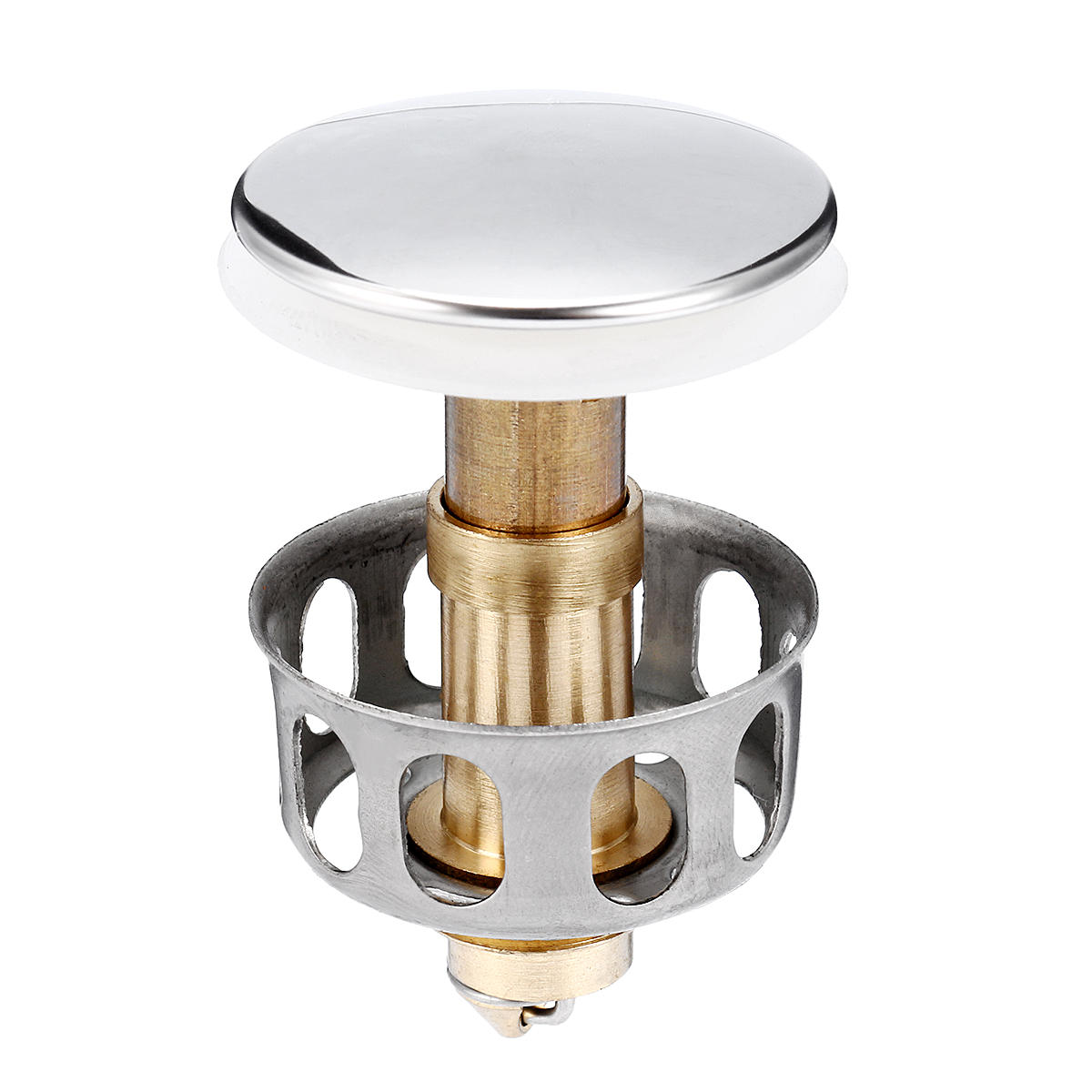 Chrome Click Clack Slotted Sprung Pop Up Push Button Sink Basin Waste Faucet