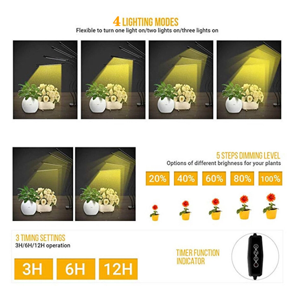 LED Grow Light Remote Control Plant Growing Lamp Lights with Tripod for Indoor Plants