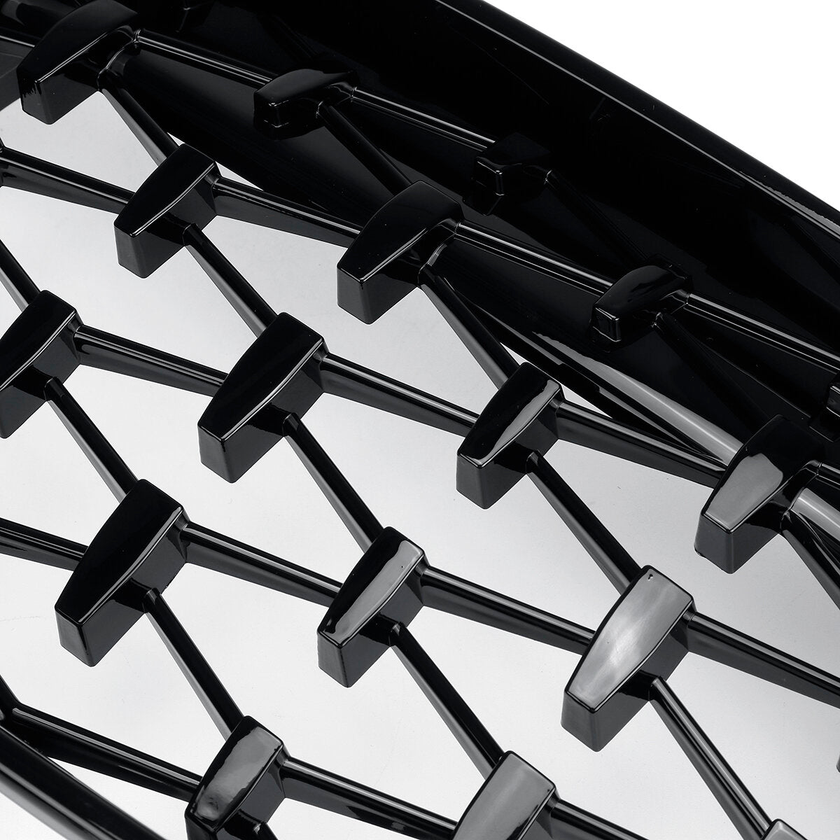 Pair Glossy Black Car Front Kidney Grill Grilles Diamond Style For BMW 1 Series