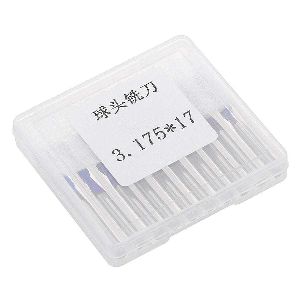 10pcs 3.175mm Shank End Mill Blue Coated Spiral Ball Nose CNC Milling Cutter