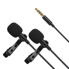 Dual Head Collar Clip Micrphone Interview Record Lecture Short Video 3.5mm