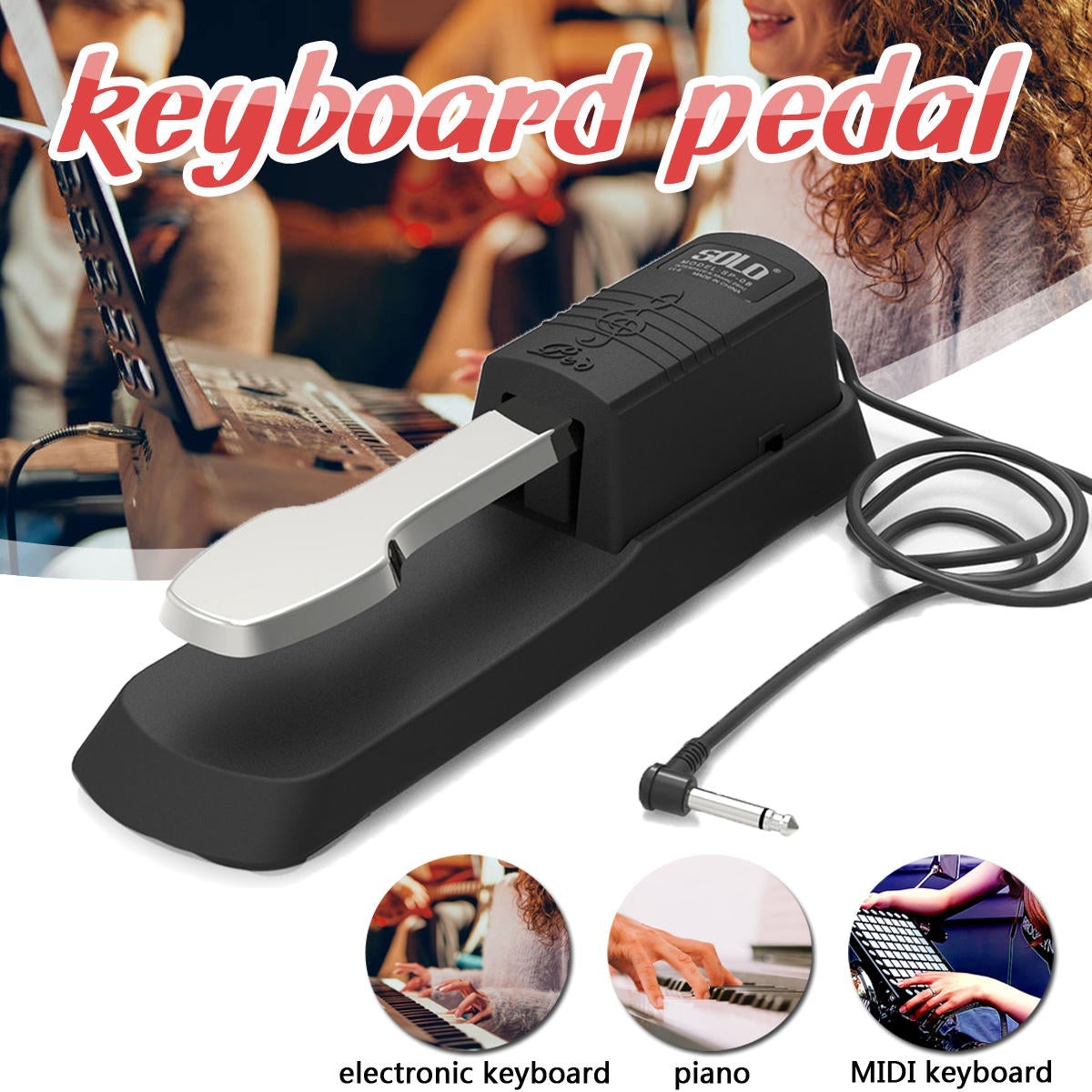 Metal Pedals Strong Sound Reinforcement Sustain Pedal for Keyboard Piano Instruments