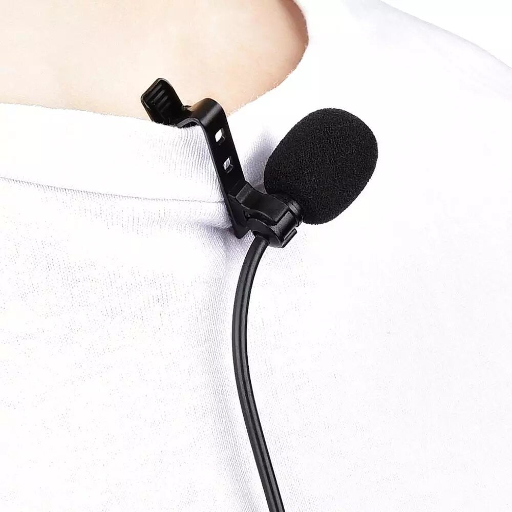 Professional Lavalier Microphone Portable Recording Omni-directional Condenser Interview Mic with 6.5mm Adapter for Smartphone DSLR Camera